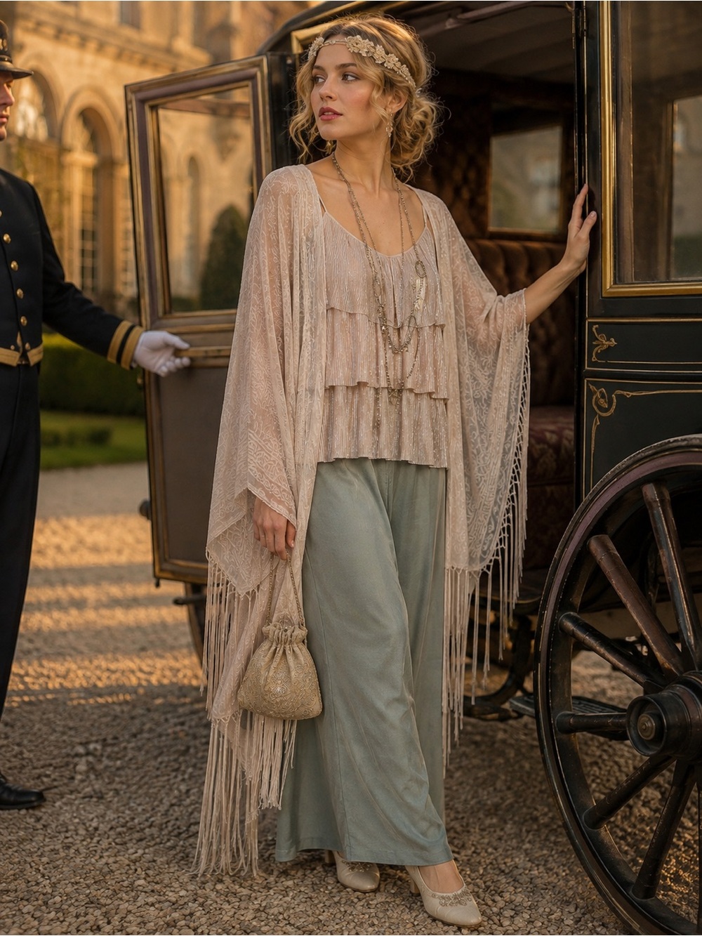 Velvet Flocked Fringe Kimono